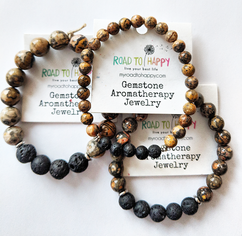 Aromatherapy Bracelet - Leopard Skin Jasper