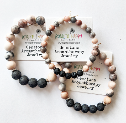 Aromatherapy Bracelet - Pink Zebra Jasper